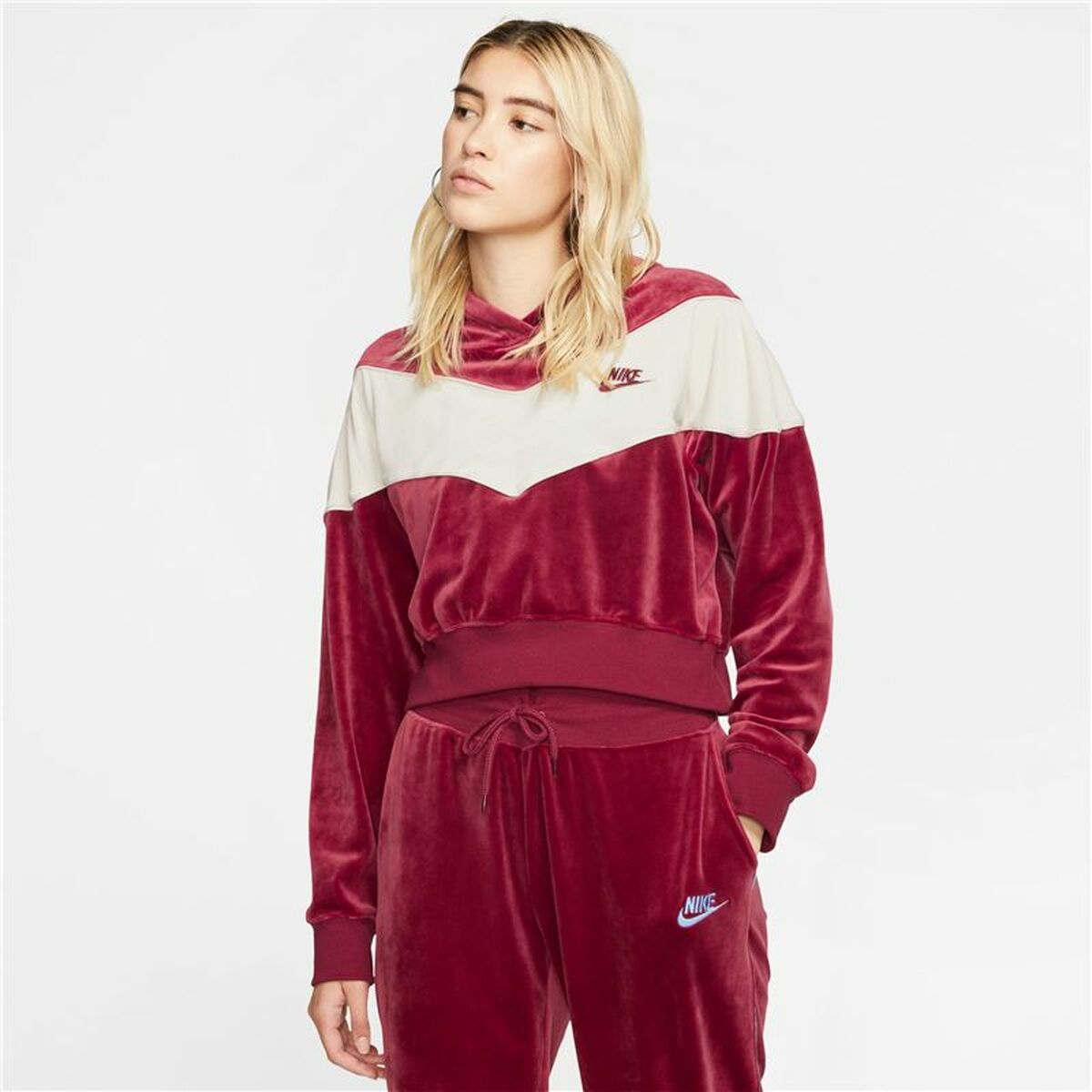 Damen-Hoodie Nike Sportswear Heritage Dunkelrot